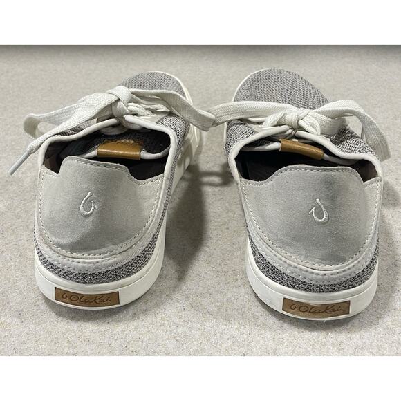 OluKai Women's Pehuea Li Shoe Size 7 Lace Up Sneaker Convertible Gray Tapa Mesh - Picture 3 of 11